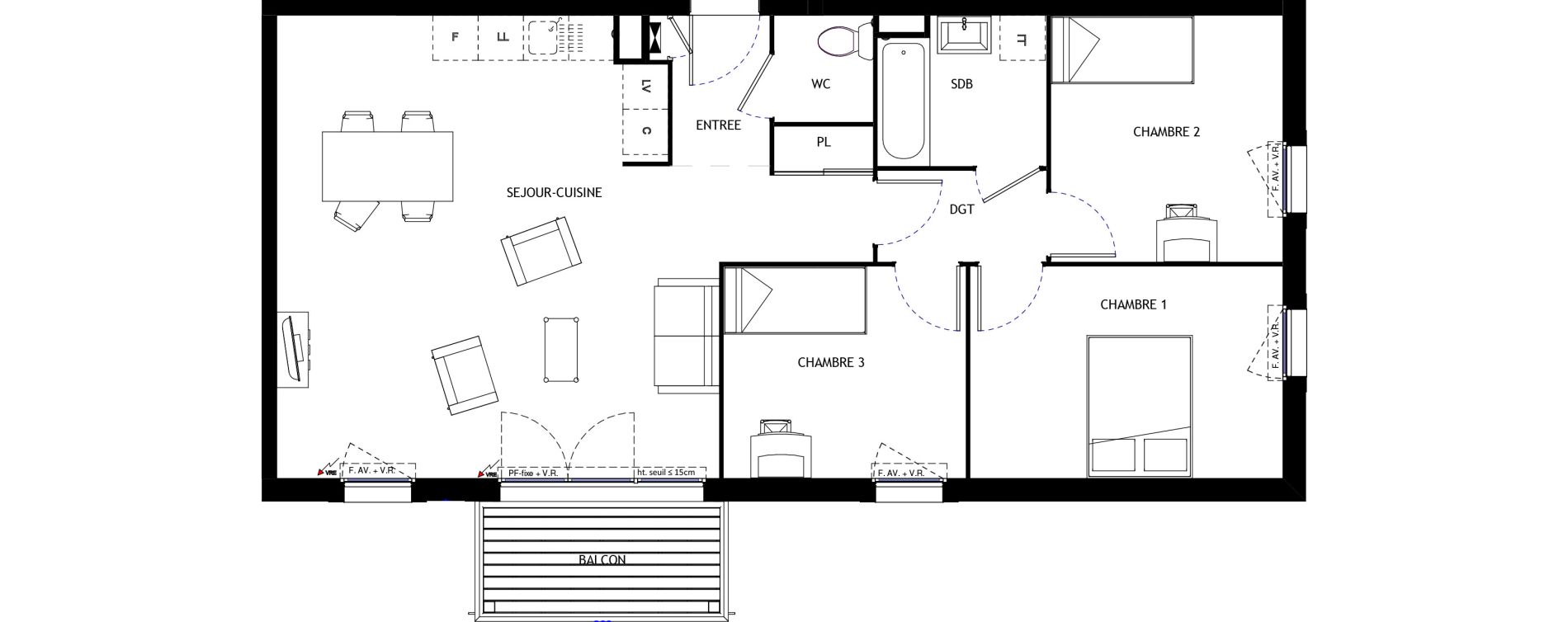 Appartement T4 de 79,90 m2 &agrave; Longvic Centre