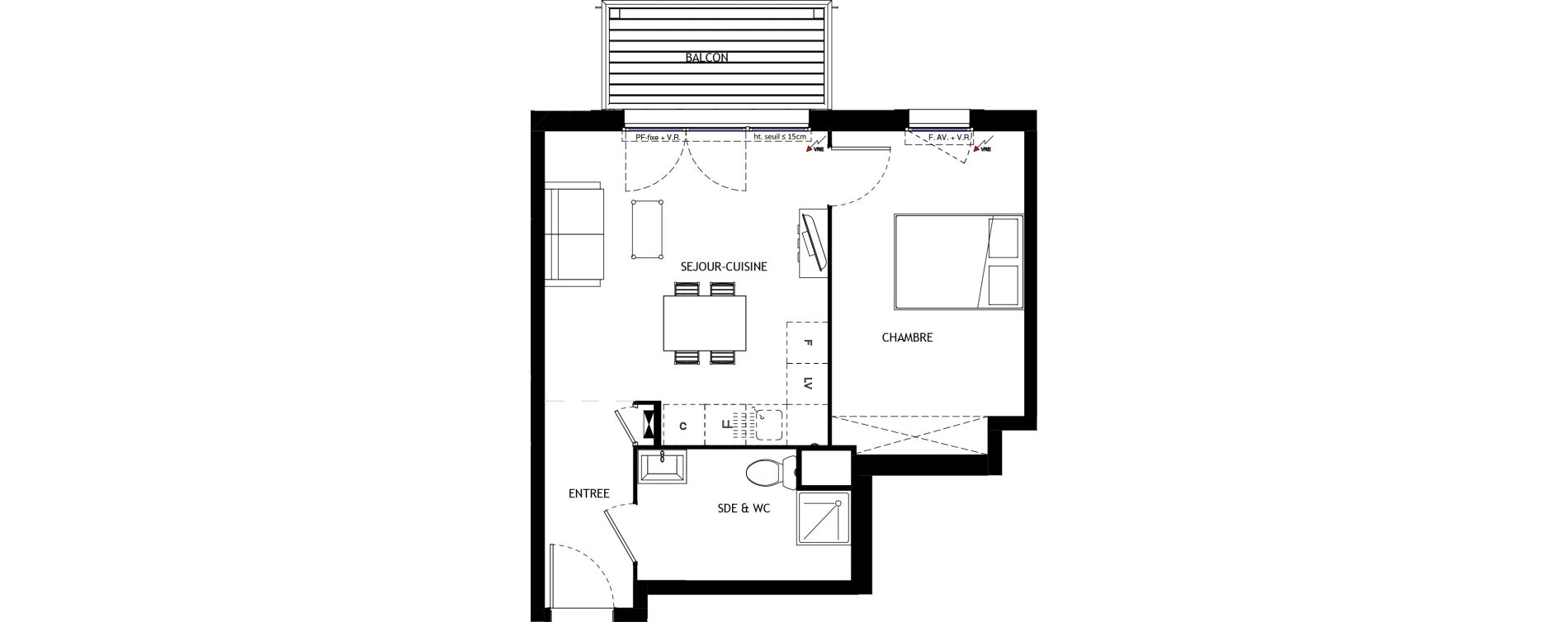 Appartement T2 de 40,30 m2 &agrave; Longvic Centre