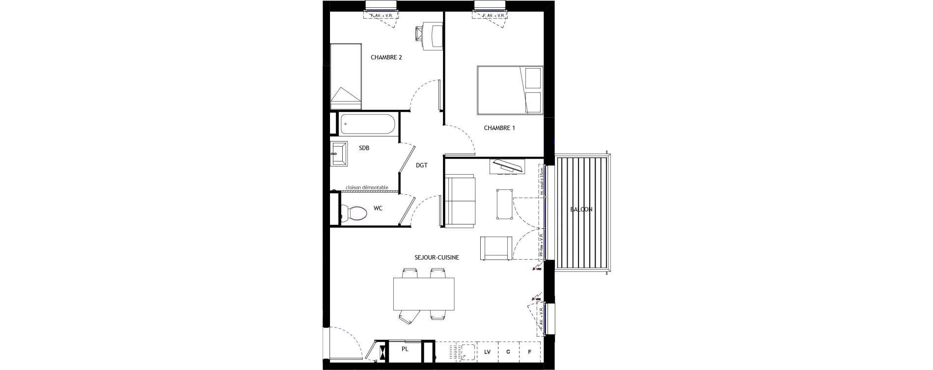 Appartement T3 de 59,20 m2 &agrave; Longvic Centre