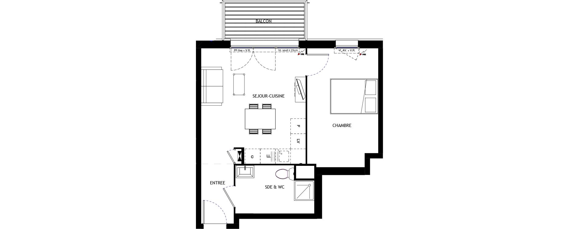 Appartement T2 de 40,40 m2 &agrave; Longvic Centre