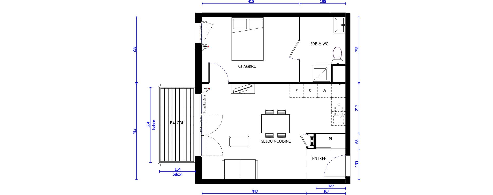 Appartement T2 de 41,70 m2 &agrave; Longvic Centre