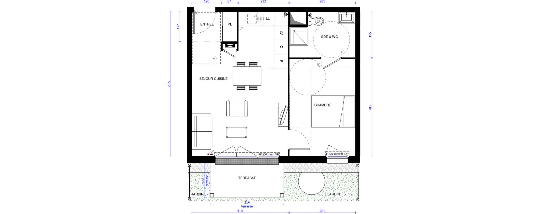 Appartement T2 de 41,50 m2 &agrave; Longvic Centre