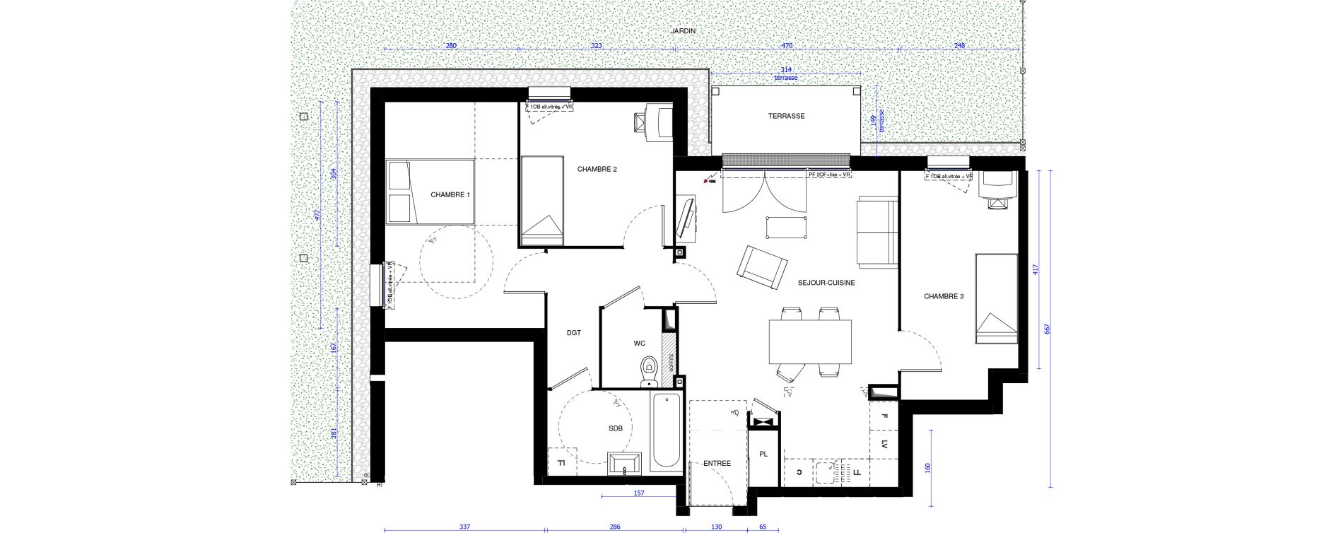 Appartement T4 de 79,10 m2 &agrave; Longvic Centre