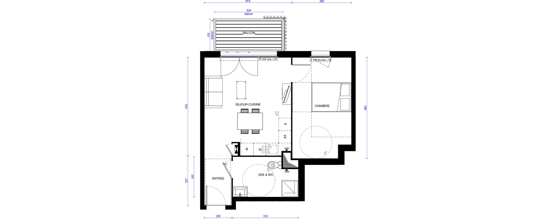 Appartement T2 de 41,00 m2 &agrave; Longvic Centre
