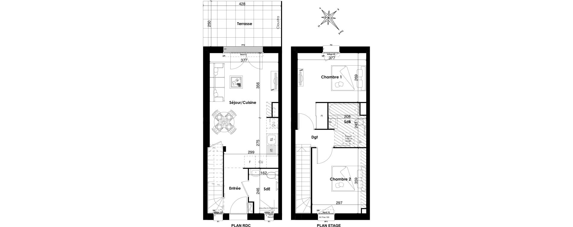 Duplex T3 de 60,20 m2 &agrave; Longvic Les pommerets
