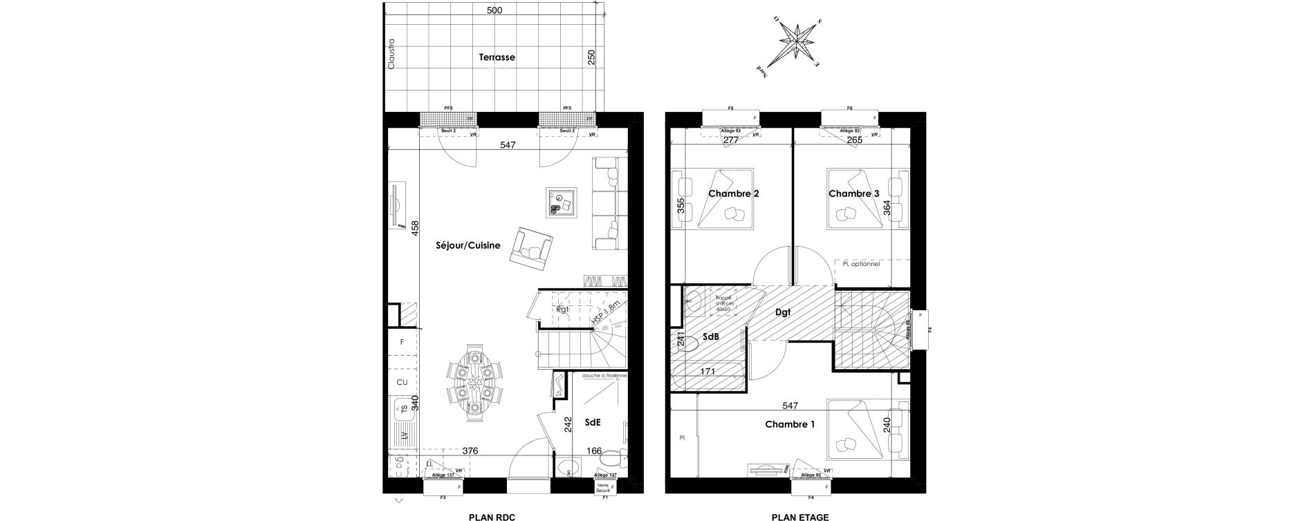 Duplex T4 de 80,00 m2 &agrave; Longvic Les pommerets