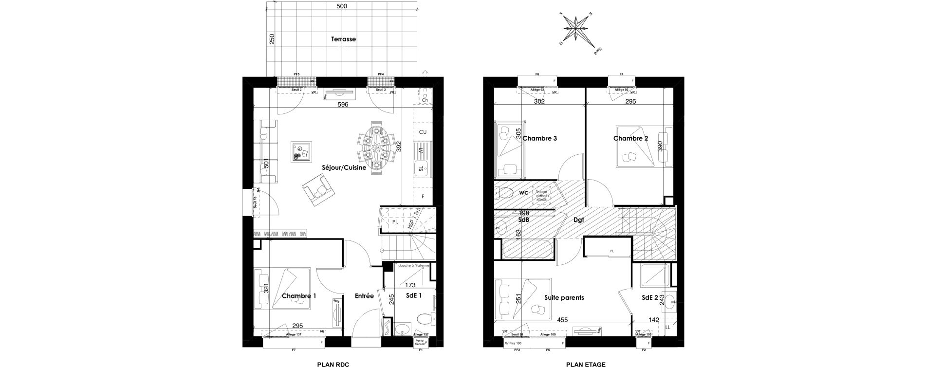 Duplex T5 de 91,40 m2 &agrave; Longvic Les pommerets