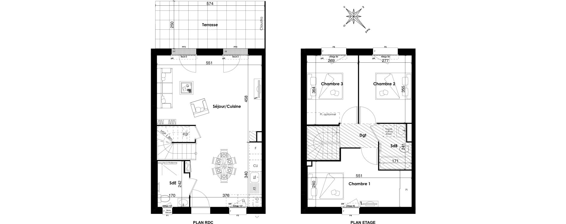 Duplex T4 de 80,50 m2 &agrave; Longvic Les pommerets