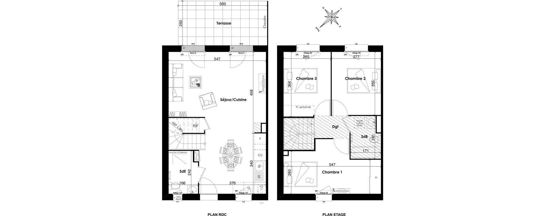 Duplex T4 de 80,00 m2 &agrave; Longvic Les pommerets