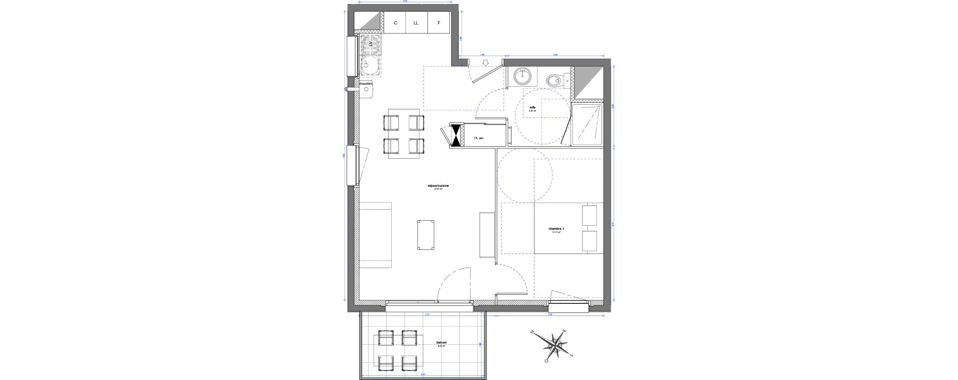 Appartement T2 de 44,64 m2 &agrave; Plombi&egrave;res-L&egrave;s-Dijon Centre