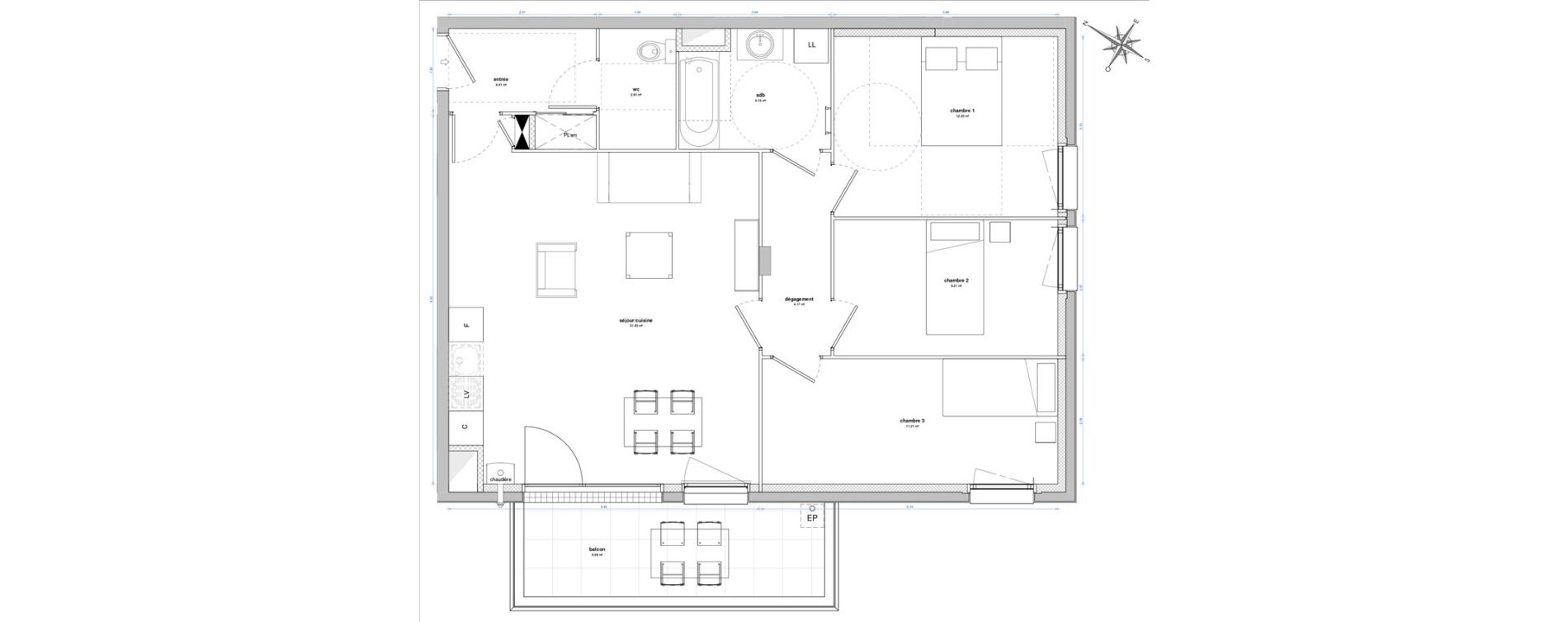 Appartement T4 de 80,63 m2 &agrave; Plombi&egrave;res-L&egrave;s-Dijon Centre