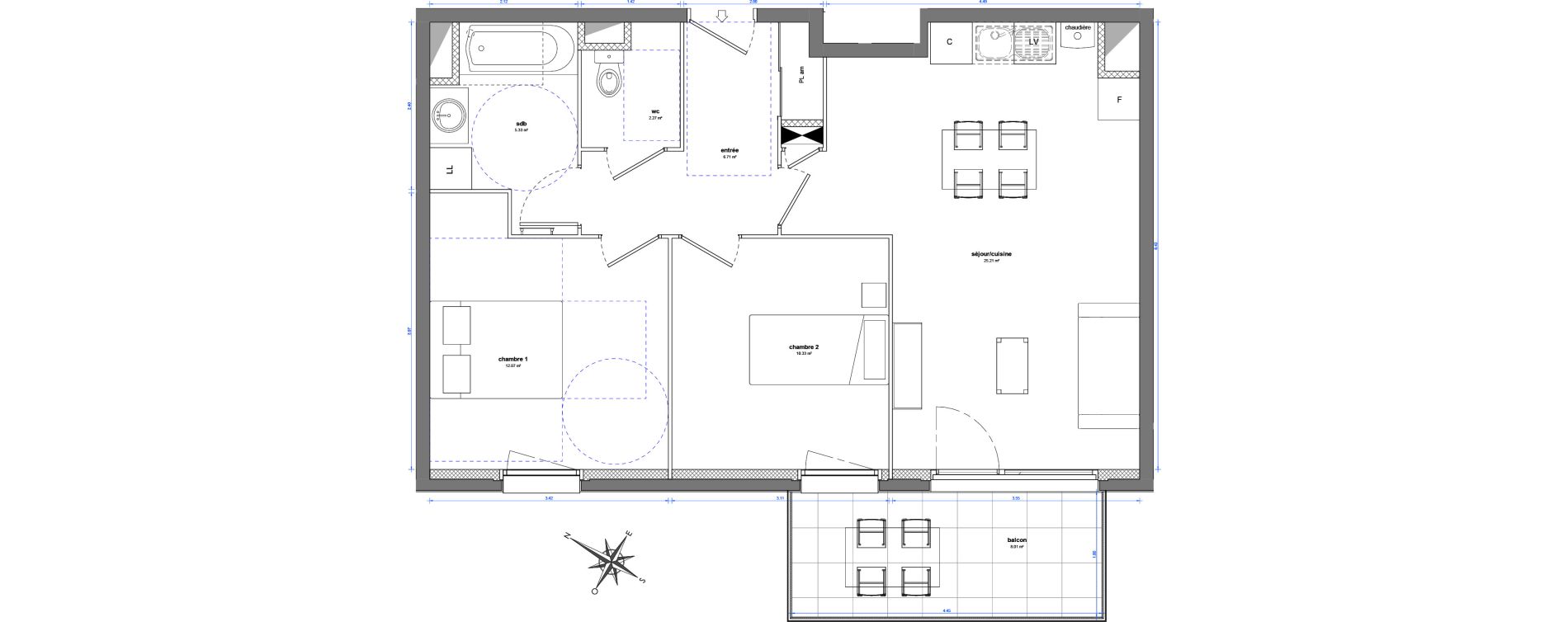 Appartement T3 de 61,92 m2 &agrave; Plombi&egrave;res-L&egrave;s-Dijon Centre