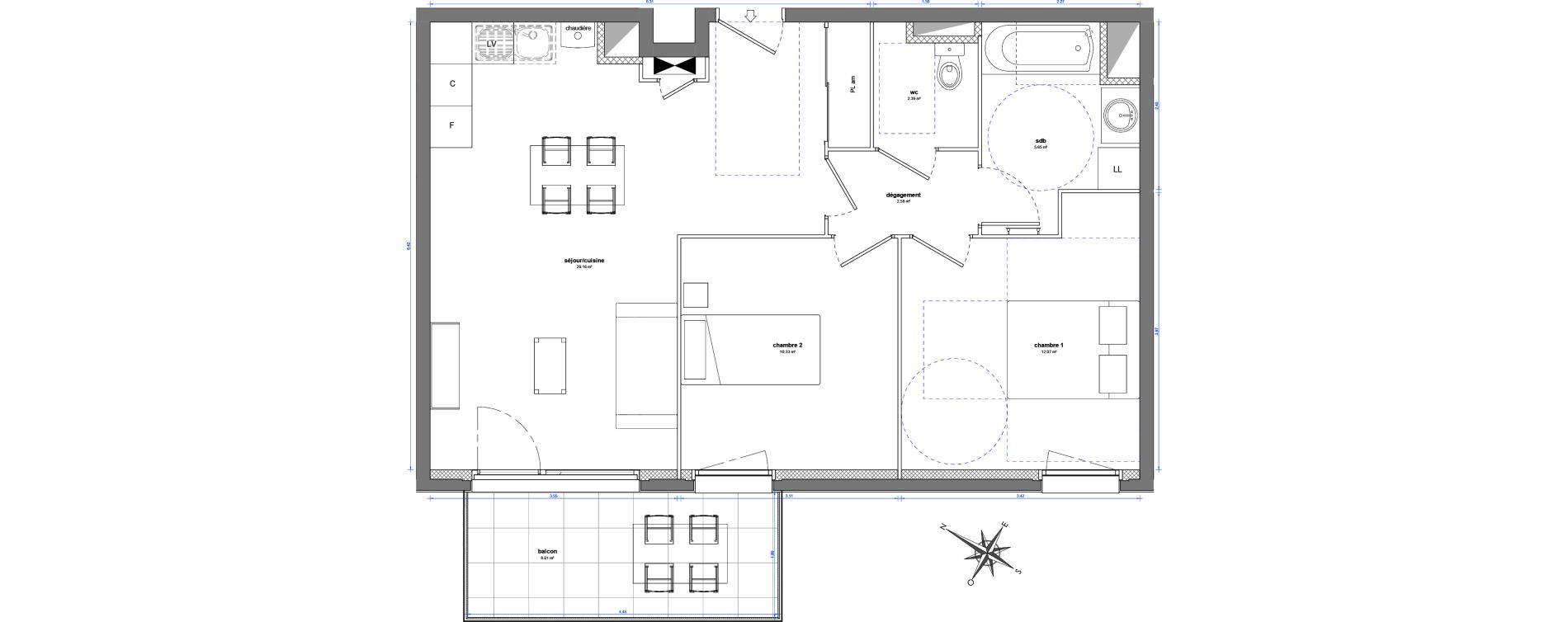 Appartement T3 de 62,18 m2 &agrave; Plombi&egrave;res-L&egrave;s-Dijon Centre