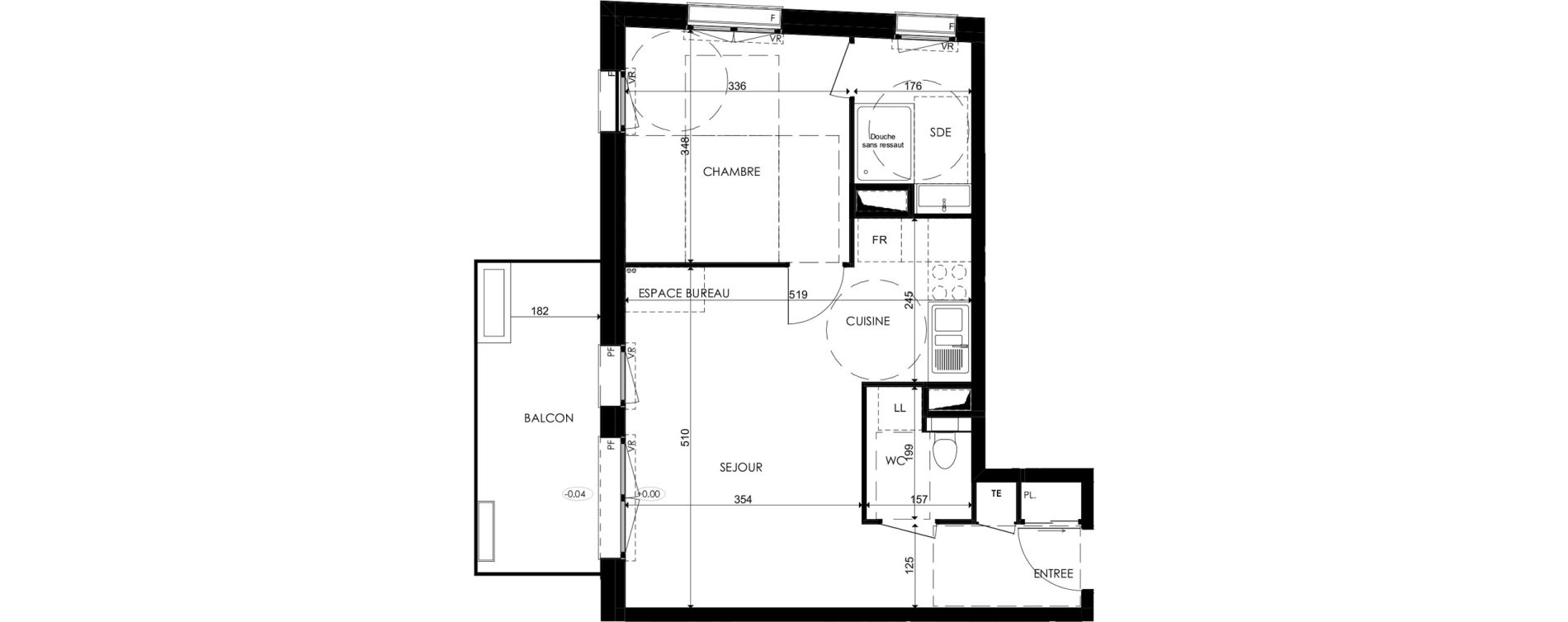 Appartement T2 de 45,00 m2 &agrave; Plombi&egrave;res-L&egrave;s-Dijon Centre