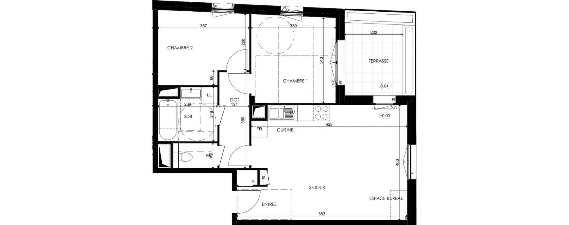 Appartement T3 de 62,00 m2 &agrave; Plombi&egrave;res-L&egrave;s-Dijon Centre