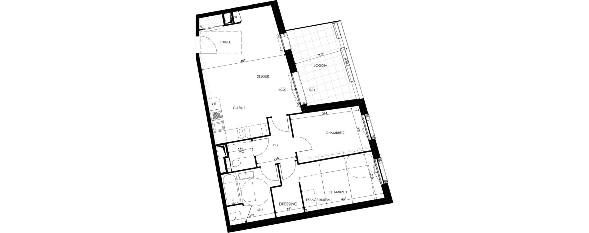 Appartement T3 de 67,50 m2 &agrave; Plombi&egrave;res-L&egrave;s-Dijon Centre