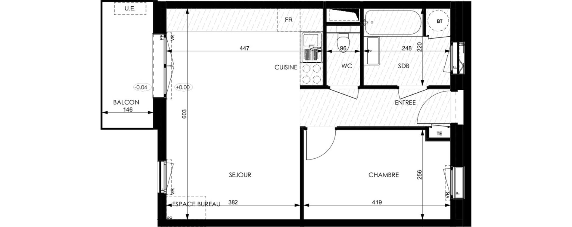 Appartement T2 de 46,25 m2 &agrave; Plombi&egrave;res-L&egrave;s-Dijon Centre