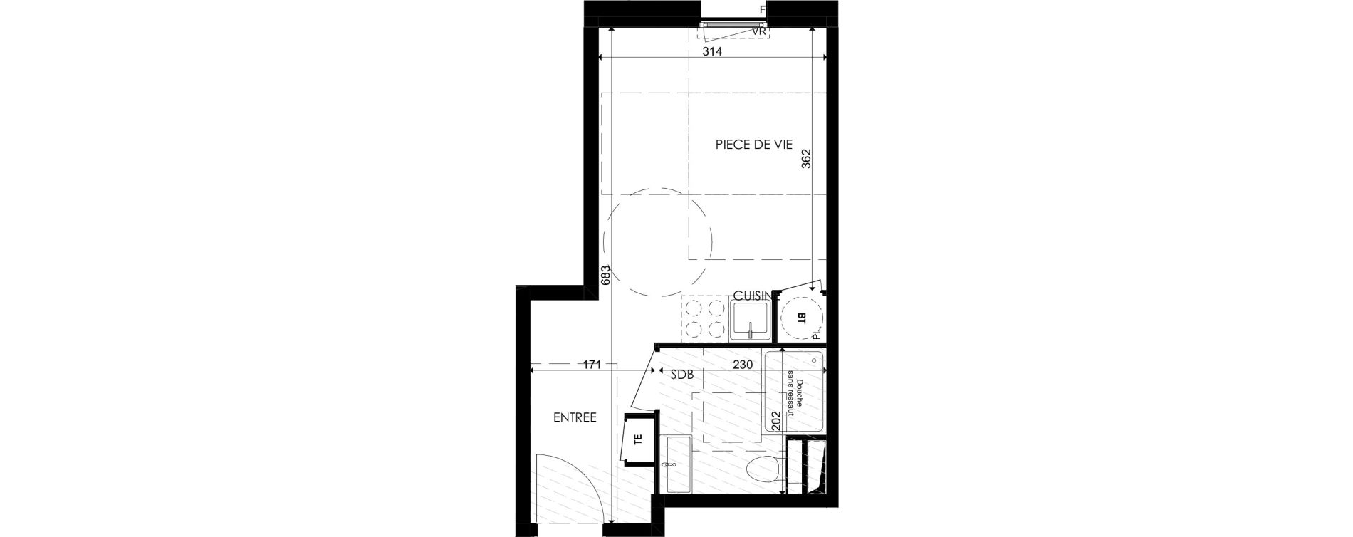 Appartement T1 de 22,50 m2 &agrave; Plombi&egrave;res-L&egrave;s-Dijon Centre