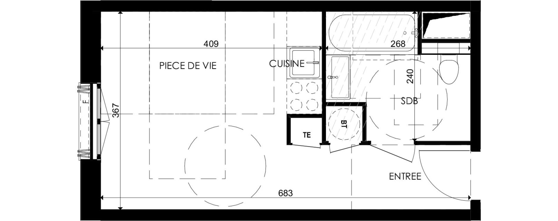 Appartement T1 de 23,75 m2 &agrave; Plombi&egrave;res-L&egrave;s-Dijon Centre