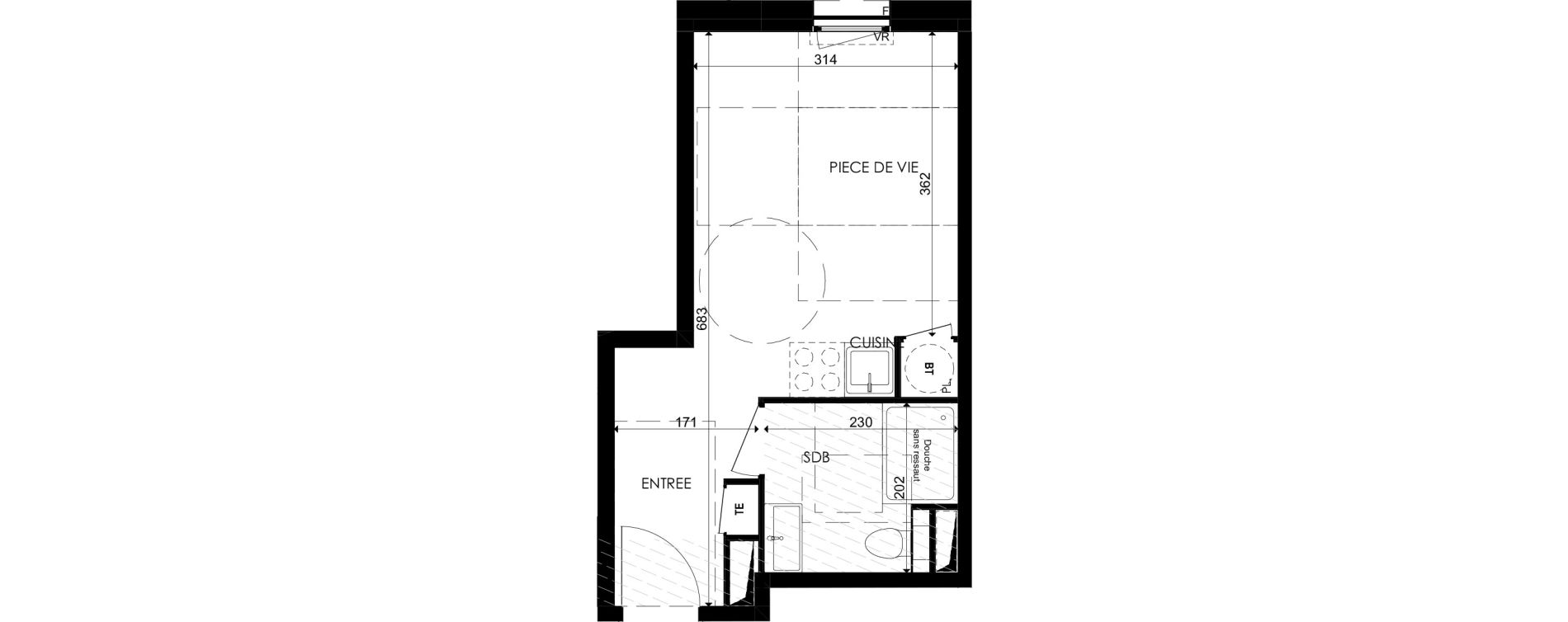 Appartement T1 de 22,50 m2 &agrave; Plombi&egrave;res-L&egrave;s-Dijon Centre