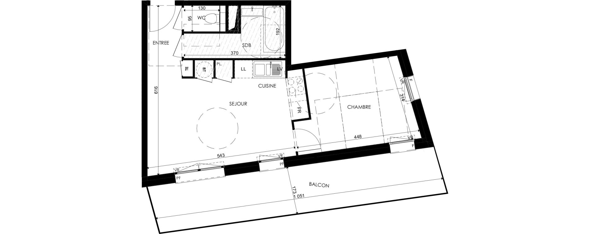 Appartement T2 de 41,50 m2 &agrave; Plombi&egrave;res-L&egrave;s-Dijon Centre