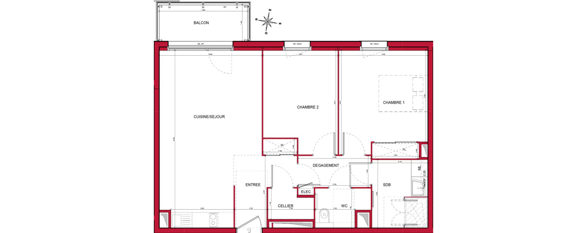 Appartement T3 de 67,45 m2 &agrave; Plombi&egrave;res-L&egrave;s-Dijon Centre