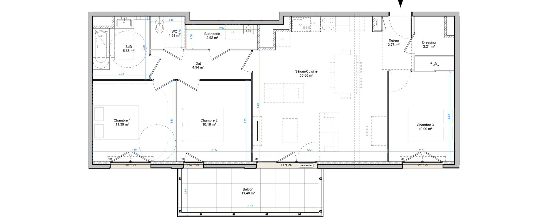 Appartement T4 de 83,77 m2 &agrave; Plombi&egrave;res-L&egrave;s-Dijon Centre