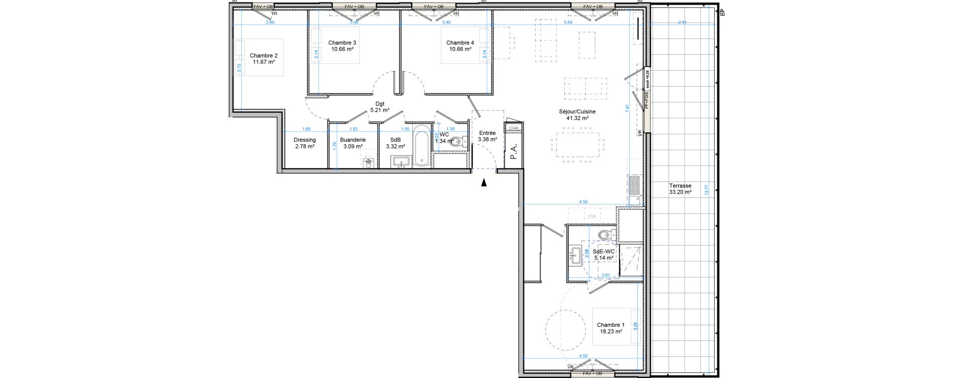 Appartement T5 de 116,79 m2 &agrave; Plombi&egrave;res-L&egrave;s-Dijon Centre