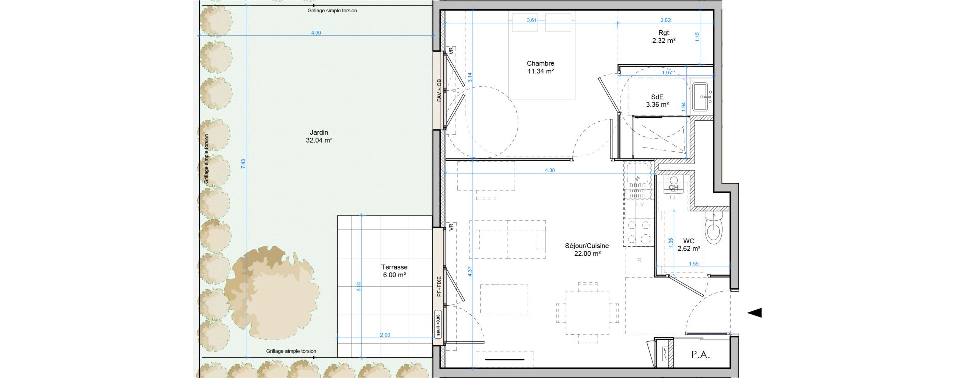 Appartement T2 de 41,64 m2 &agrave; Plombi&egrave;res-L&egrave;s-Dijon Centre