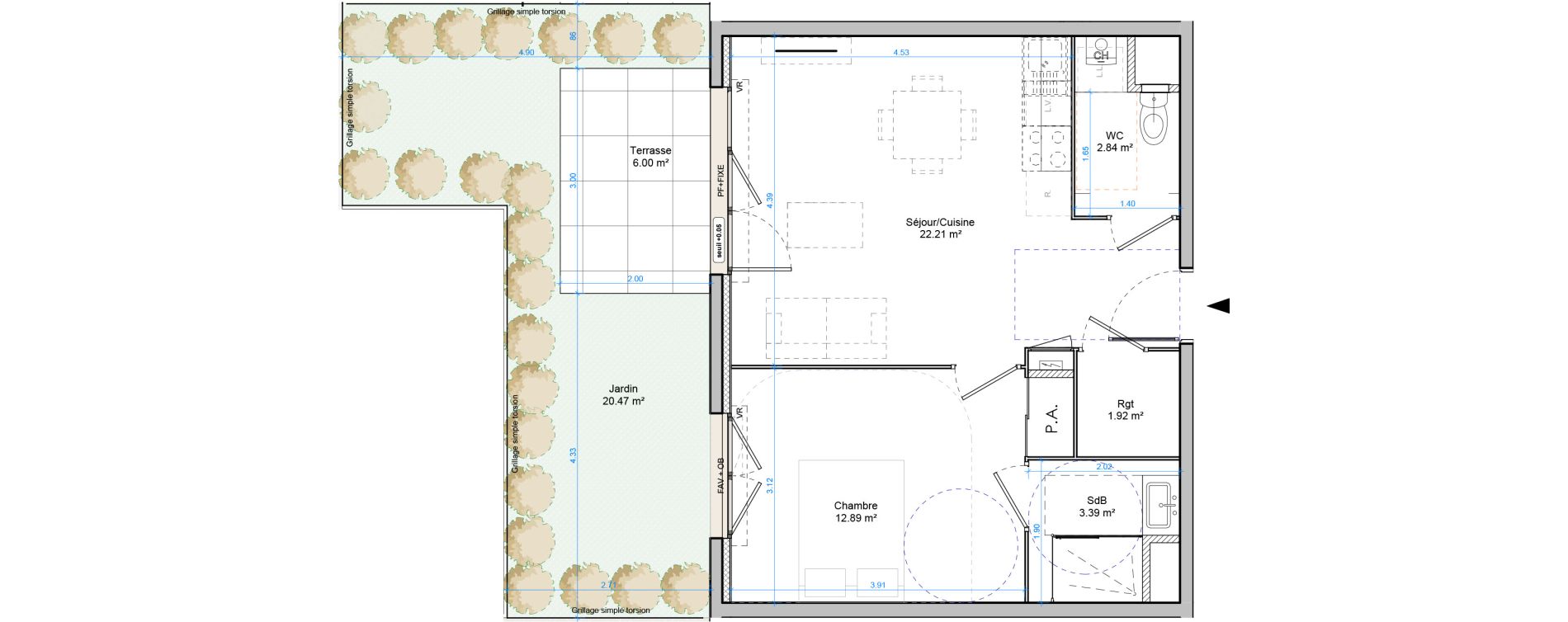 Appartement T2 de 43,24 m2 &agrave; Plombi&egrave;res-L&egrave;s-Dijon Centre