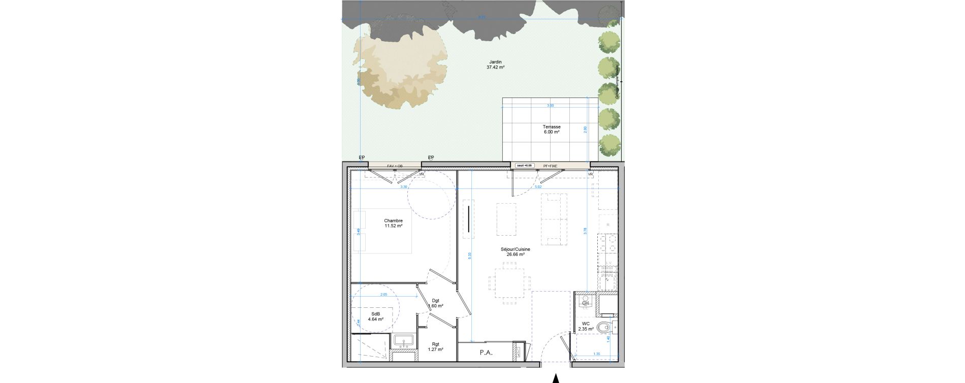 Appartement T2 de 48,03 m2 &agrave; Plombi&egrave;res-L&egrave;s-Dijon Centre