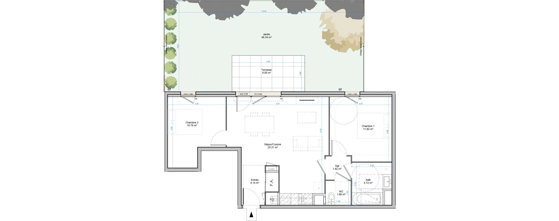 Appartement T3 de 60,49 m2 &agrave; Plombi&egrave;res-L&egrave;s-Dijon Centre