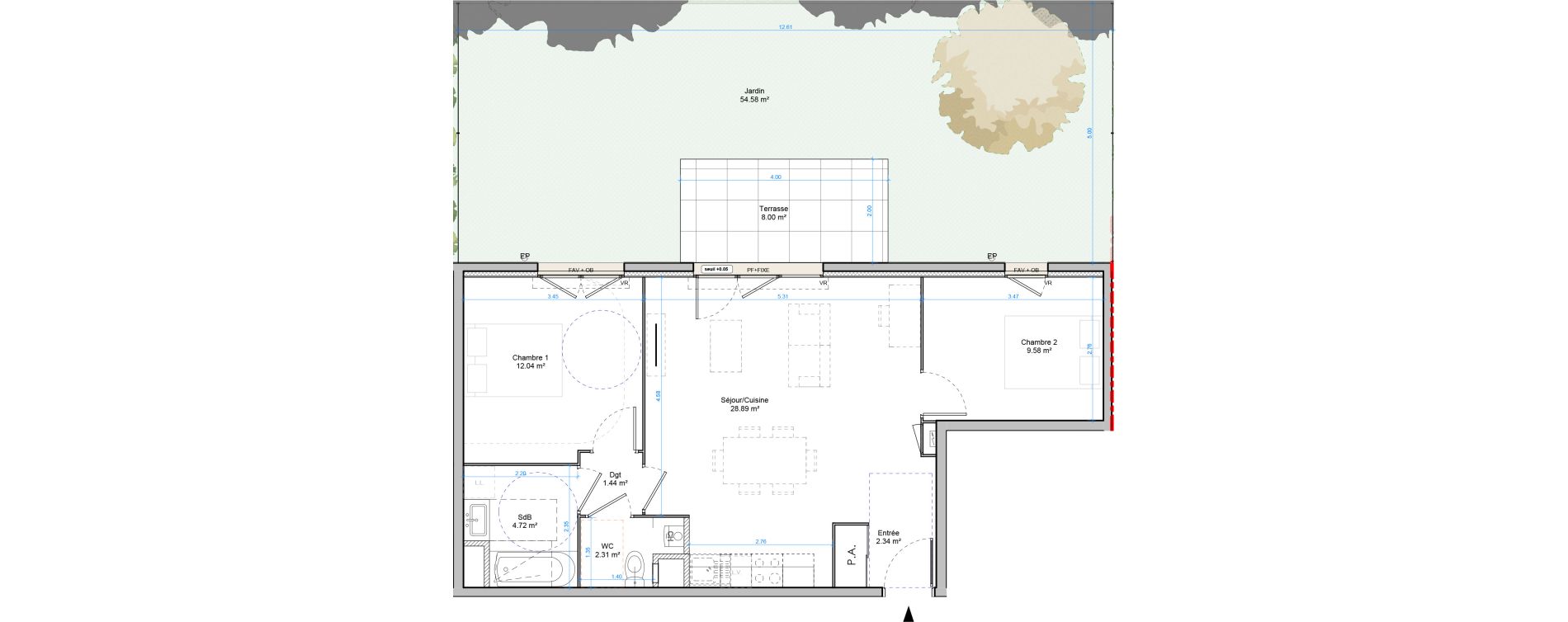 Appartement T3 de 61,31 m2 &agrave; Plombi&egrave;res-L&egrave;s-Dijon Centre