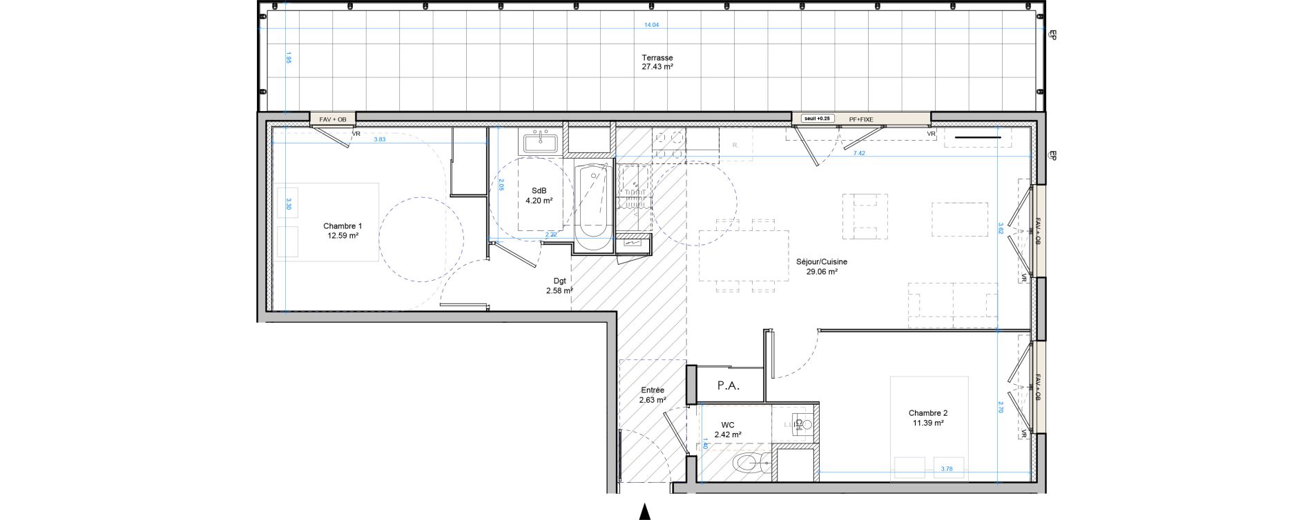 Appartement T3 de 64,87 m2 &agrave; Plombi&egrave;res-L&egrave;s-Dijon Centre