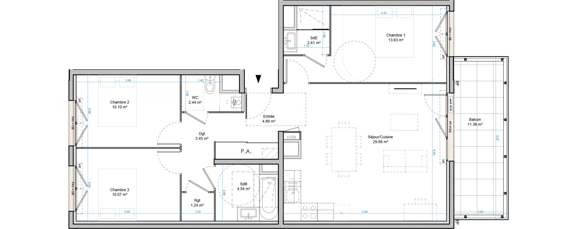 Appartement T4 de 82,65 m2 &agrave; Plombi&egrave;res-L&egrave;s-Dijon Centre