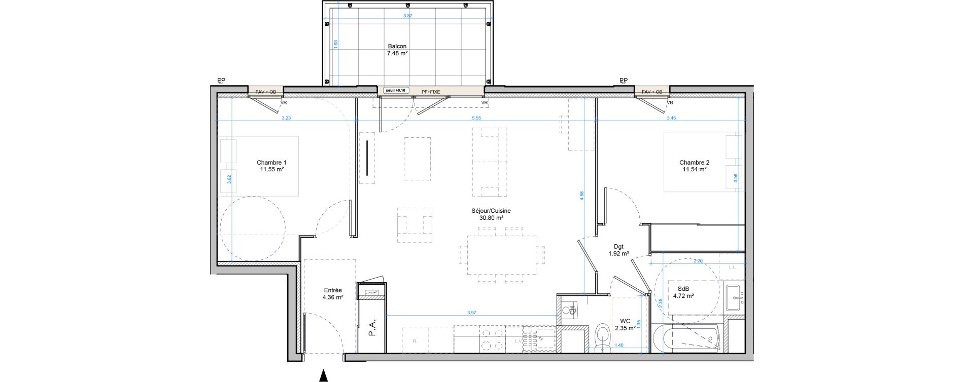 Appartement T3 de 67,23 m2 &agrave; Plombi&egrave;res-L&egrave;s-Dijon Centre