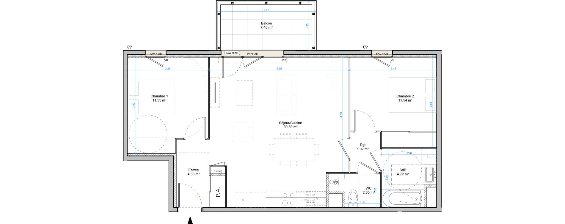 Appartement T3 de 67,23 m2 &agrave; Plombi&egrave;res-L&egrave;s-Dijon Centre