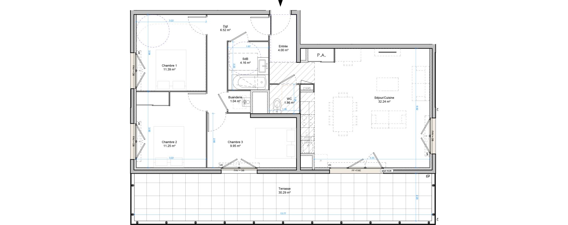 Appartement T4 de 82,41 m2 &agrave; Plombi&egrave;res-L&egrave;s-Dijon Centre