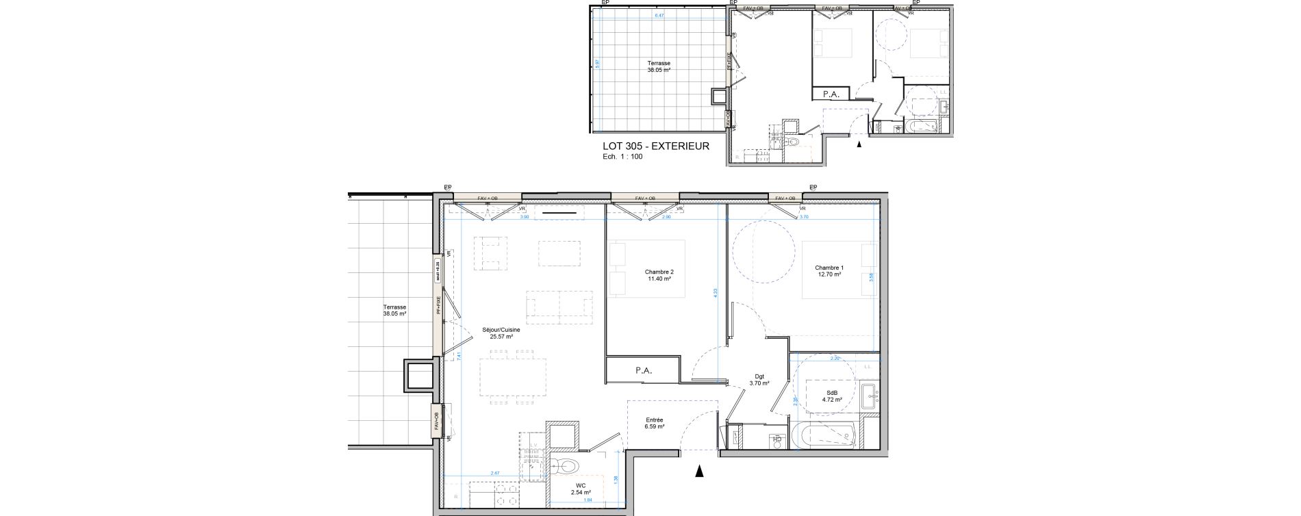 Appartement T3 de 67,22 m2 &agrave; Plombi&egrave;res-L&egrave;s-Dijon Centre