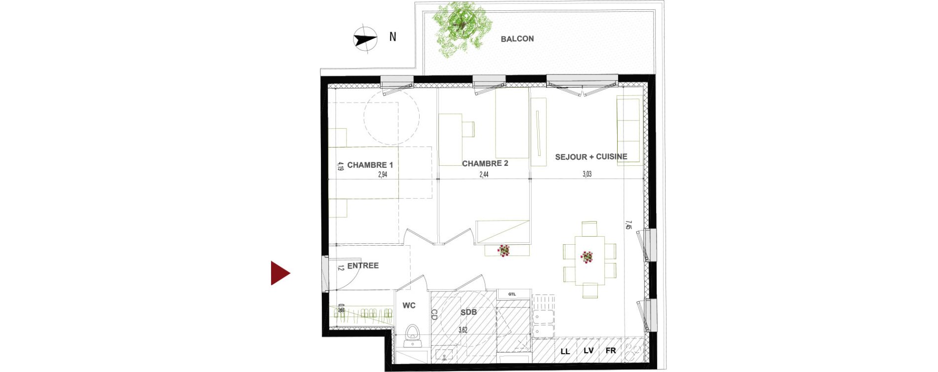 Appartement T3 de 59,20 m2 &agrave; Quetigny Centre