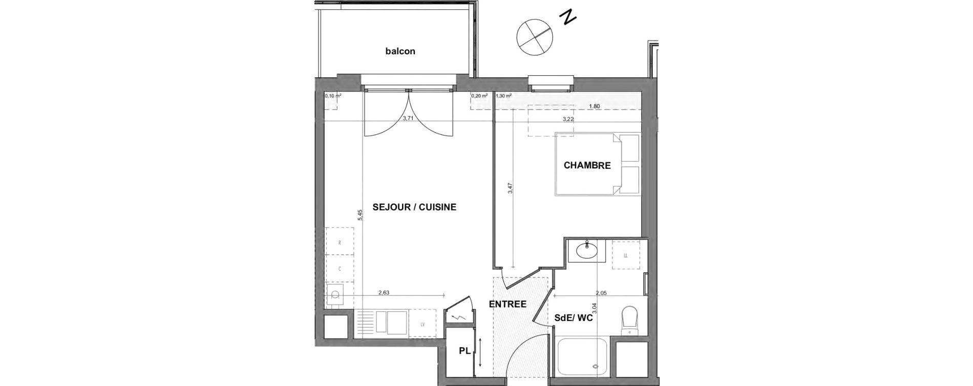 Appartement T2 de 38,45 m2 &agrave; Sennecey-L&egrave;s-Dijon Centre