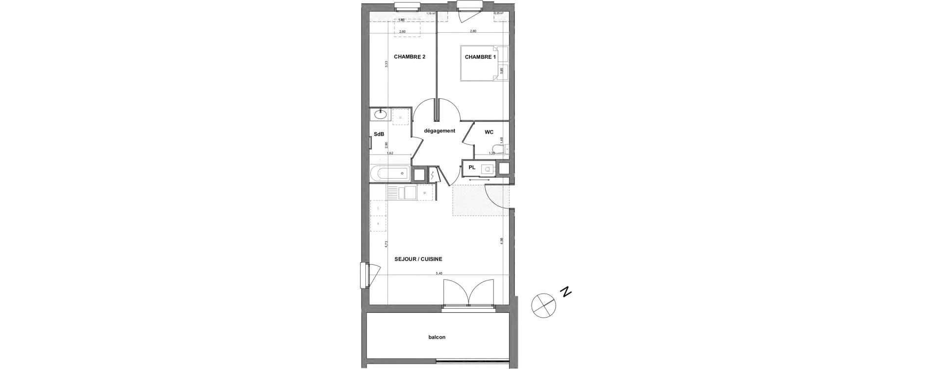 Appartement T3 de 58,90 m2 &agrave; Sennecey-L&egrave;s-Dijon Centre