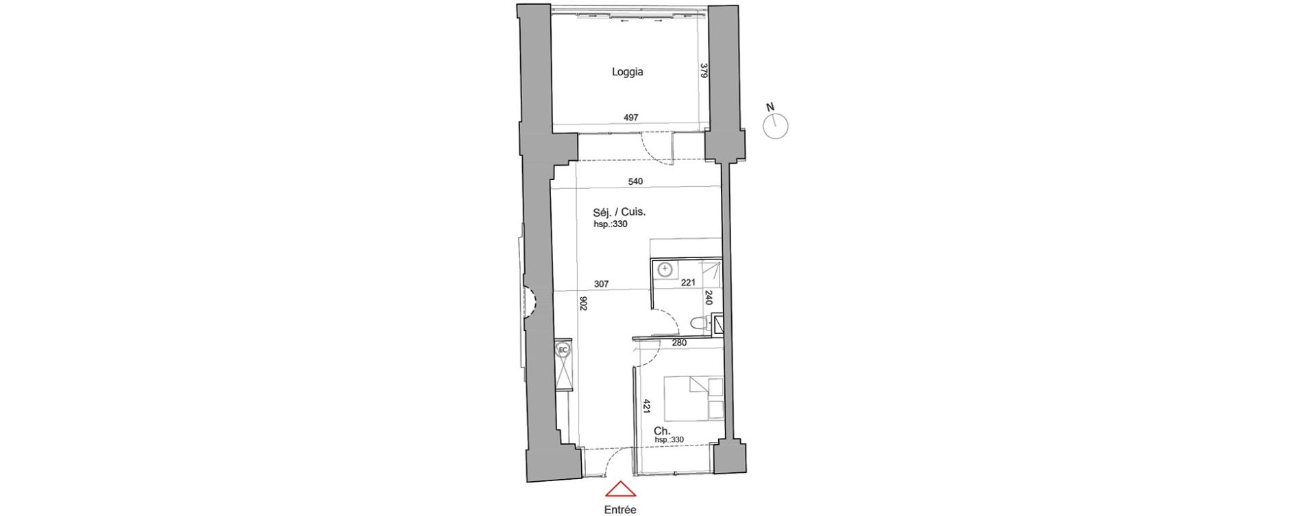 Appartement T2 de 53,25 m2 &agrave; Besan&ccedil;on Centre