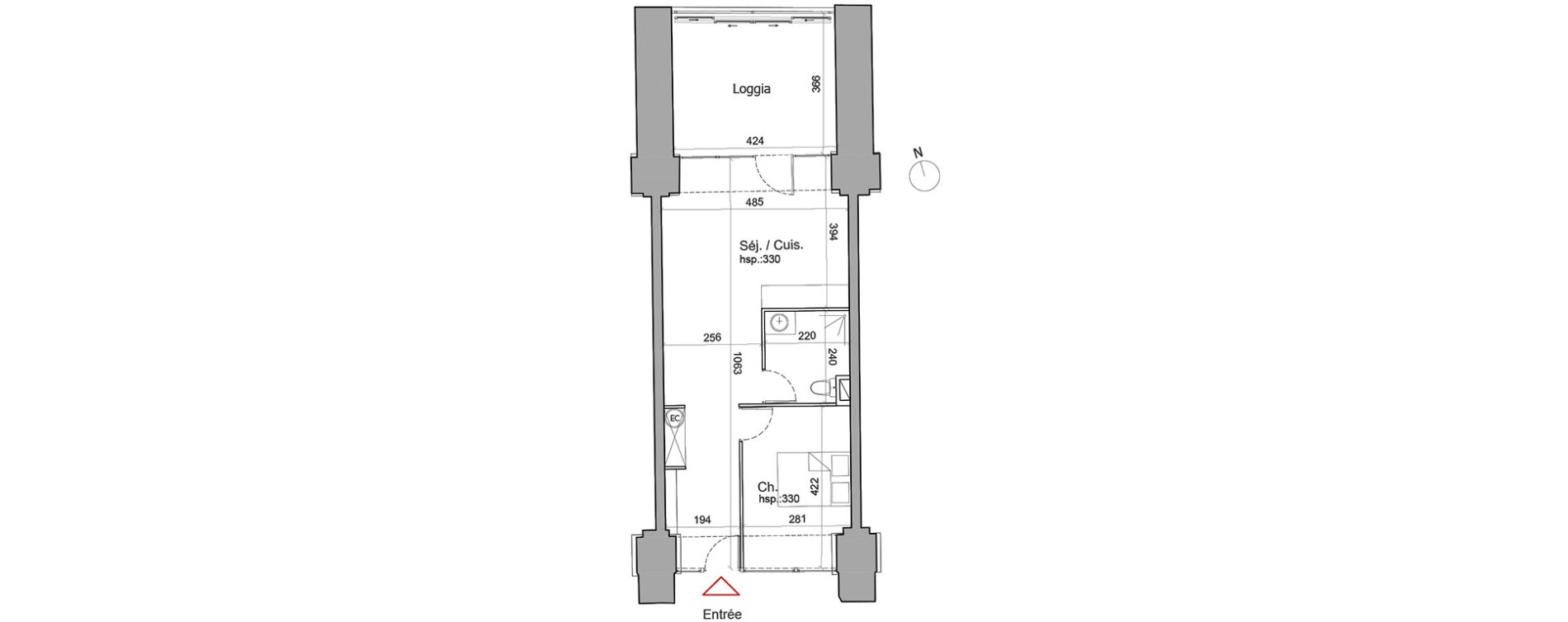 Appartement T2 de 48,60 m2 &agrave; Besan&ccedil;on Centre