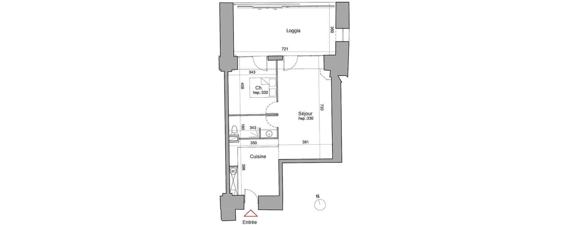 Appartement T2 de 59,80 m2 &agrave; Besan&ccedil;on Centre