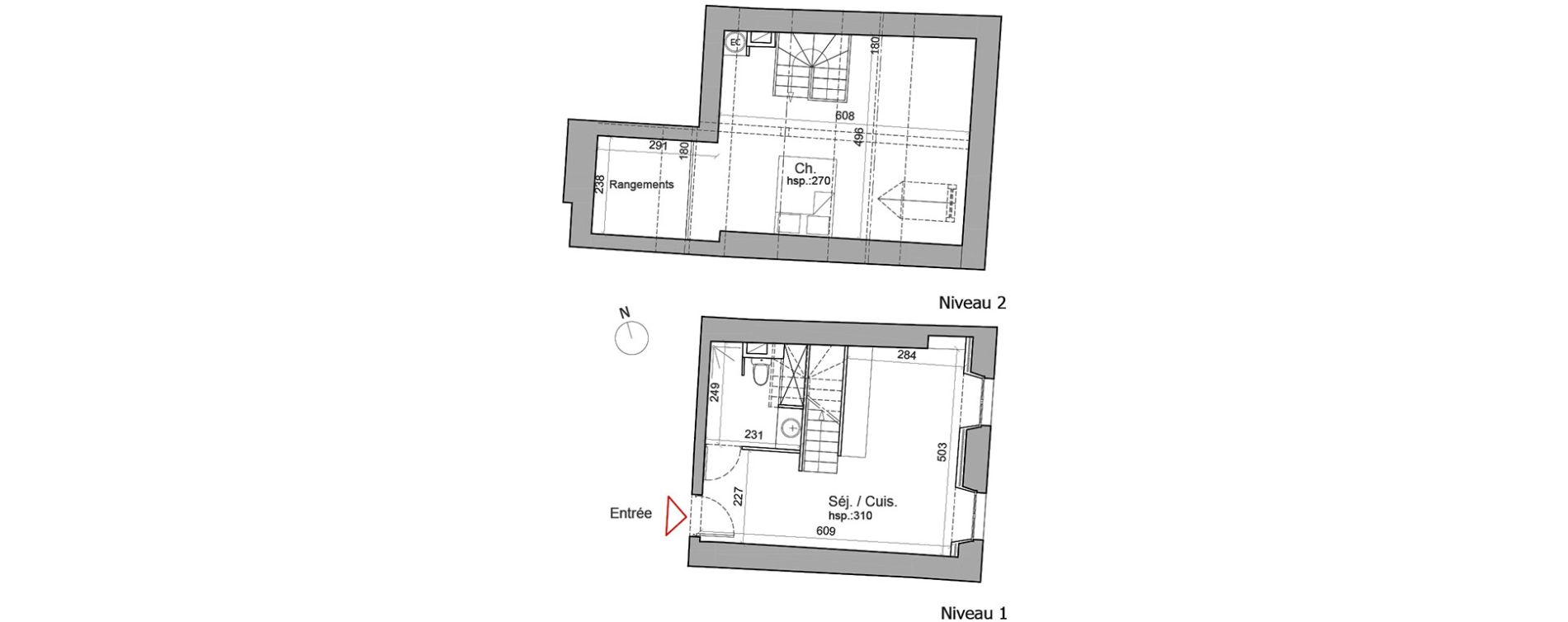 Duplex T2 de 46,40 m2 &agrave; Besan&ccedil;on Centre