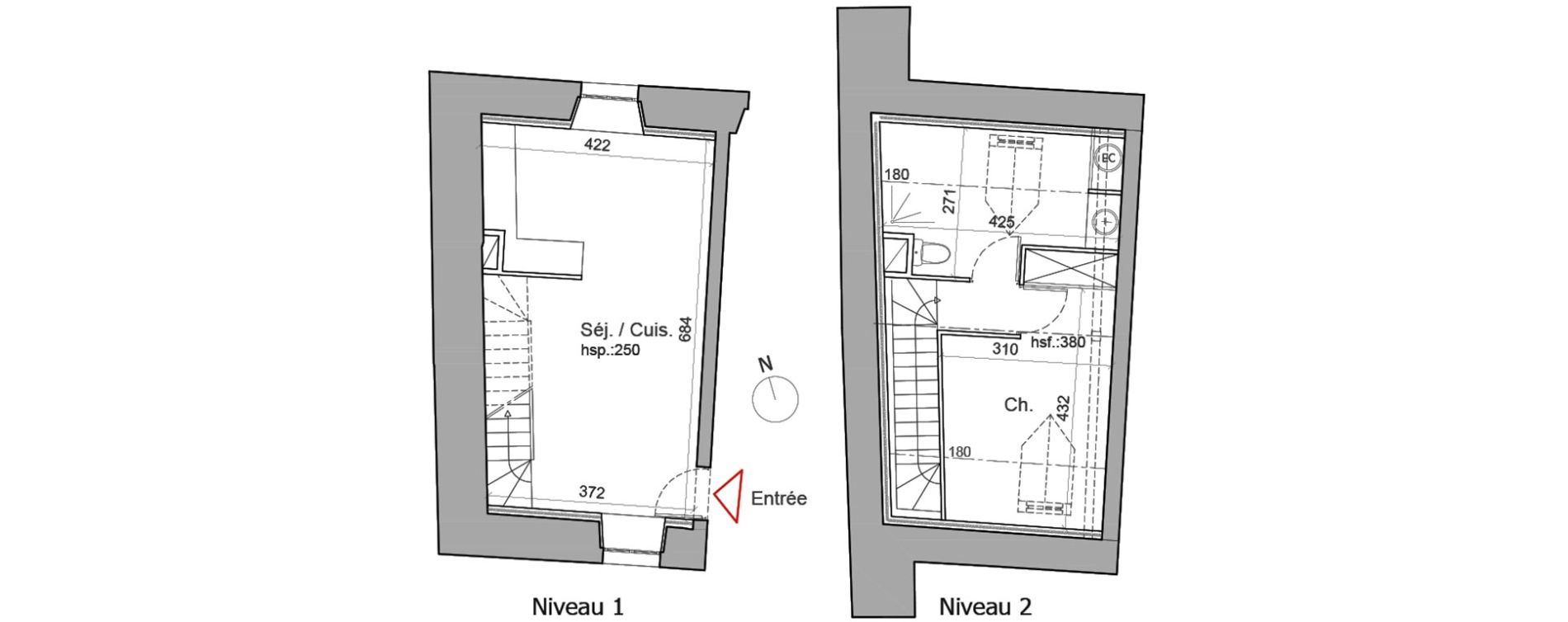 Duplex T2 de 42,60 m2 &agrave; Besan&ccedil;on Centre