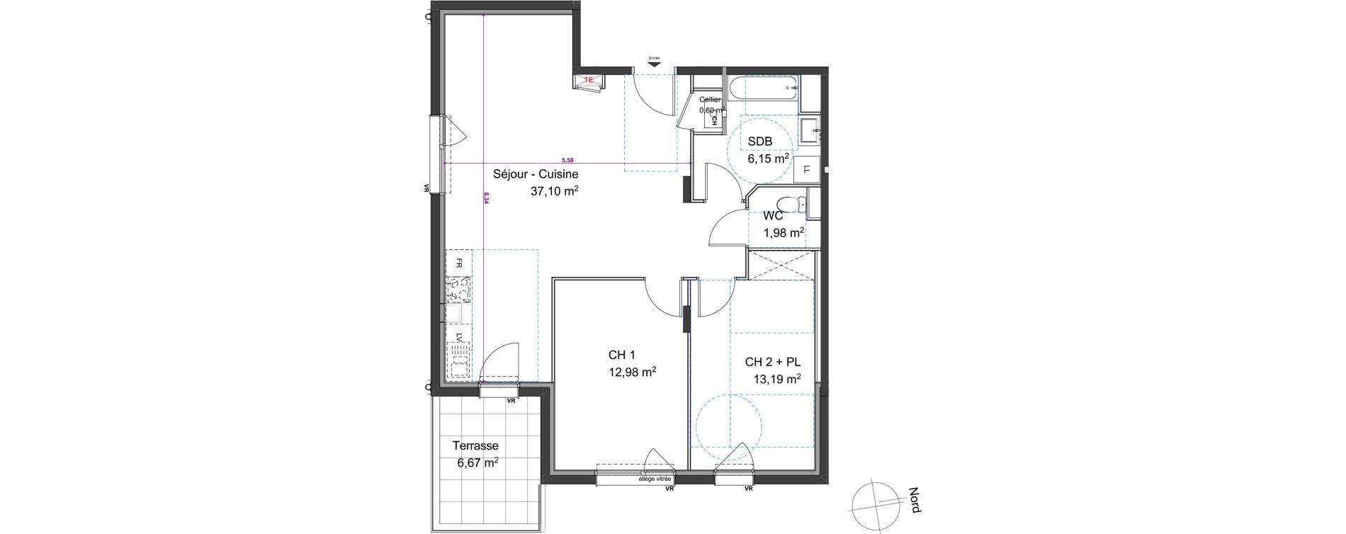 Appartement T3 de 72,00 m2 &agrave; Besan&ccedil;on Bregille