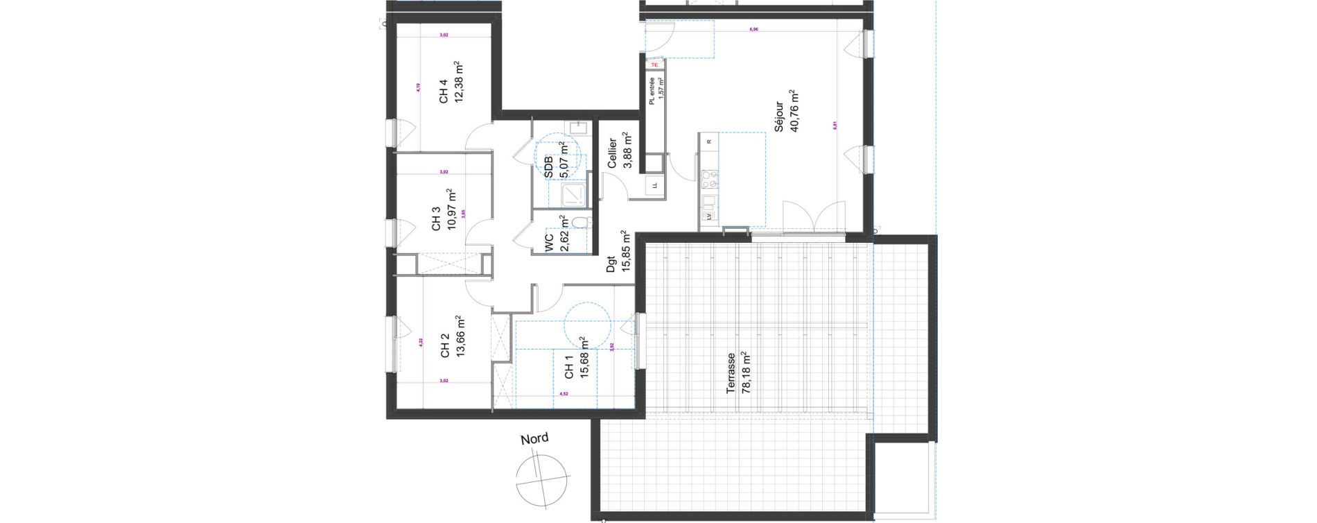 Appartement T5 de 122,44 m2 &agrave; Besan&ccedil;on Bregille