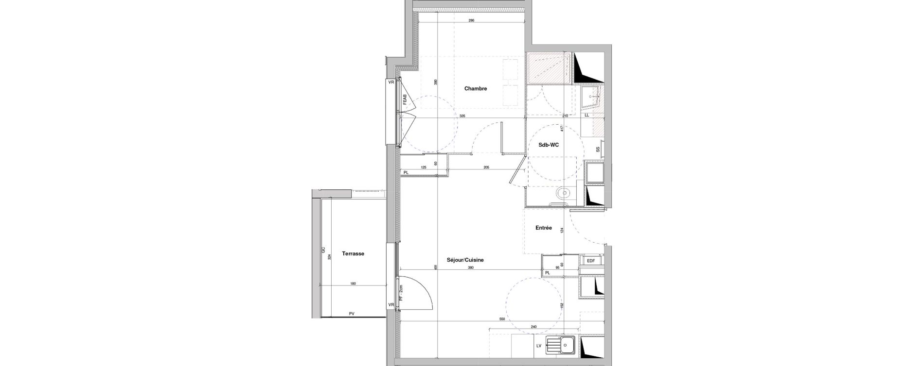 Appartement T2 meubl&eacute; de 45,01 m2 &agrave; Dole Plumont - val fleuri